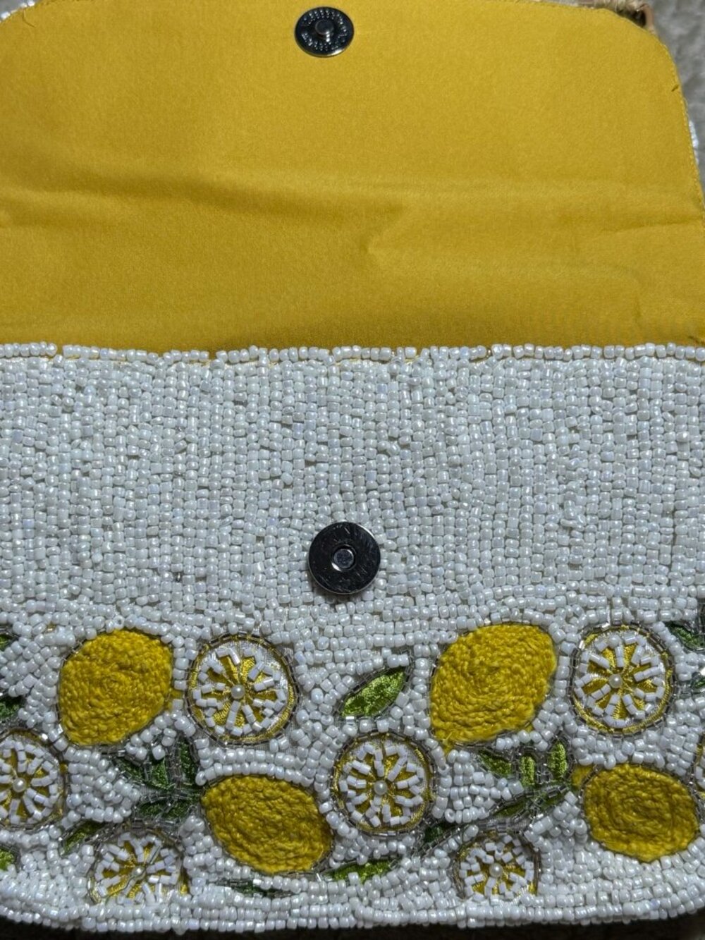 NWT Lemon Beaded Bag TikTok Viral Summer Purse White Yellow Shoulder Bag - Picture 7 of 11